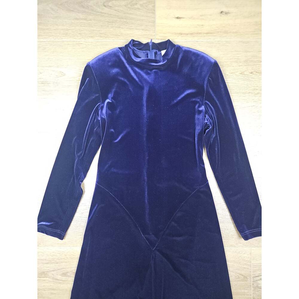 Vintage Joseph Ribkoff Purple Velvet Maxi Dress Drop Waist 80s 90s Whimsigoth M - Picture 13 of 16